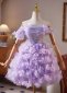 Purple Off the Shoulder Appliques Short Tulle Corset Dress