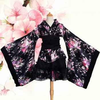 Women's Sexy Kimono Sakura Anime Cosplay Costume Japanese Kimono Vintage Floral Printed Original Tradicional Yukata Lolita Dress