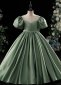 Girls Green Big Bow Satin Birthday Party Formal Dress