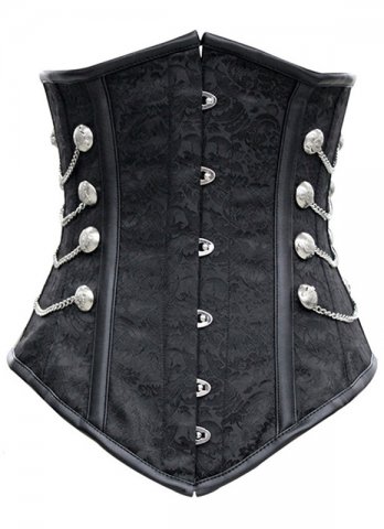 Black Victorian Steampunk Underbust Corset With Chains