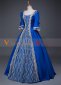 Blue Short Sleeves Retro Lace Embroidered Masquerade Ball Gown Theater Dress