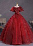 Custom-made Sparkly Burgundy Tulle Embroidery Formal Dress