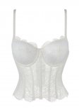 Spaghetti Straps White Lace Hook And Eye Detail Crop Corset