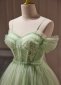 Green Beading Spaghetti Straps Tulle Mini Homecoming Dress 1