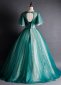 Dark Green Sequined Beading Butterfly Sleeve Vintage Ball Gown 1