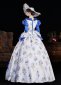 Women Blue Printed Long Flare Sleeve Floor Length Venice Fancy Party Dress 3