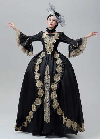 Custom-made Halloween Black Marie Antoinette Dress Carnival Masquerade Dress