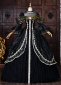 Black Brocade Hollow out Lace O Neck Long Sleeves Floor Length Masquerade Ball Dress