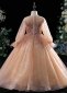 Girls Pink Long Sleeve Sequin Tulle Wedding Christmas Dresses 3