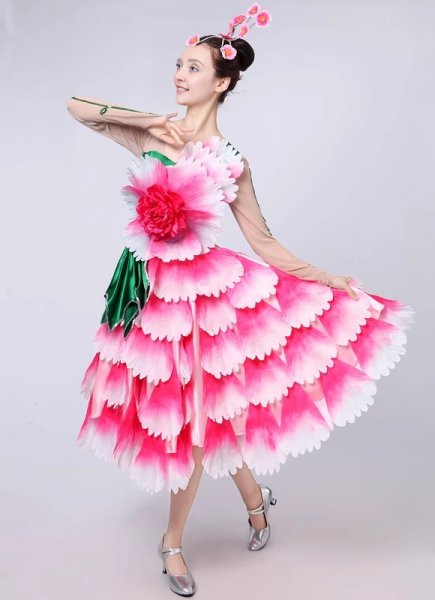 Women Theater Stage Carnival Dance Petal Short Dresses