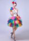 Girls Stage Party Colorful Tutu Dress Off Shoulder Samba Short Dresses