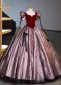 Vintage Burgundy Velvet Square Collar Formal Party Dresses