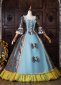 Blue Floral Brocade Rococo Victorian Ball Gown Masquerade Dress 3