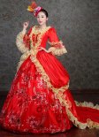 中世のウェディングドレスロココプリンセスレッドドレスビクトリア朝の劇場服