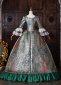 Green Floral Jacquard Brocade Lace Long Sleeve Victorian Dress Holiday Party Costume 4