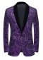 Men Purple Cashew Flower Sequin Floral Suit Jacket Blazer