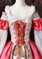 Pink Floral Brocade Off the Shoulder Belle Sleeves Masquerade Stage Dress 5
