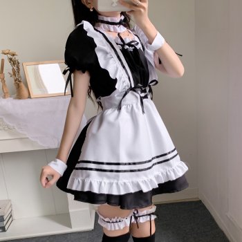 プラスサイズ黒かわいいロリータメイド衣装女の子女性甘い素敵なメイドコスプレドレス制服日本アニメ衣装服
