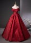 Vintage Burgundy Jacquard Formal Evening Dress