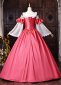 Pink Floral Brocade Off the Shoulder Belle Sleeves Masquerade Stage Dress 4