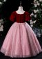 Children Vintage Burgundy Velvet Tulle Masquerades Party Dress 4