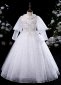Girl Tulle Flower Girl Dresses Beaded Sequin Princess Pageant Dress White