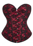 Black and Burgundy Strapless Sexy Lace Corset