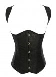 Black Brocade Jacquard High Back Underbust Corset With Straps
