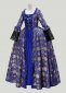 Blue Floral Brocade Rococo Baroque 18th Century Marie Antoinette Style Ball Dress Halloween Costume 2