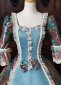 Blue Floral Brocade Rococo Victorian Ball Gown Masquerade Dress 6