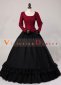 Wine Red and Black Long Sleeve Civil War Victorian Dress