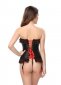 Black Satin Lace Overbust Corset 2