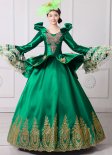 ロココグリーン刺繍ヴァンパイアクイーンマスカレードボールガウンマリーアントワネットサザンベルドレス劇場服