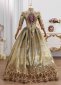 Gold Floral Patterns Embroidered Brocade Masquerade Dress 5