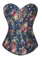 Vintage Blue Printed Overbust Corset