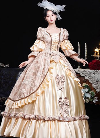 Marie Antoinette Masquerade Dress Victorian Carnival Vintage Champagne Dresses