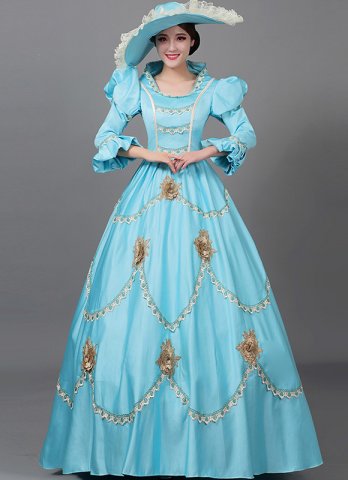 Custom-made Blue Green Victorian Carnival Fancy Ball Dresses
