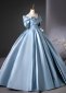 Women Blue Silk Satin Formal Gala Dress 2