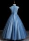 Blue High Neck Girls Tulle Beauty Contest Party Dresses 1
