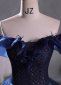Deep Blue Off Shoulder Tulle Long Formal Dress 4