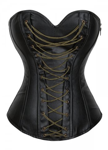 Black Leather Corset With Chain
