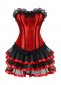 Red Satin Lace Sexy Overbust Corset And Skirt