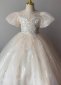 White Mesh Wedding Baptism Party Dresses 1