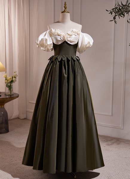 Princess Army Green Off-The-Shoulder Prom Fromal Dresses