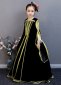 Children Black Velvet Medieval Renaissance Victorian Queen Dress Girls Halloween Ball Gown