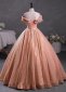 Ball Gown Off the Shoulder Shiny Long Length Tulle Prom Dress 3