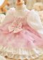 Children Bubble Sleeve Pink Princess Dress 1