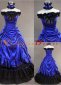 Blue Off the Shoulder Bow Lolita Victorian Ball Gown Dress