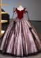 Vintage Burgundy Velvet Square Collar Formal Party Dresses