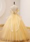 Light Yellow Backless Out off Shoulder Tulle Party Dress 2